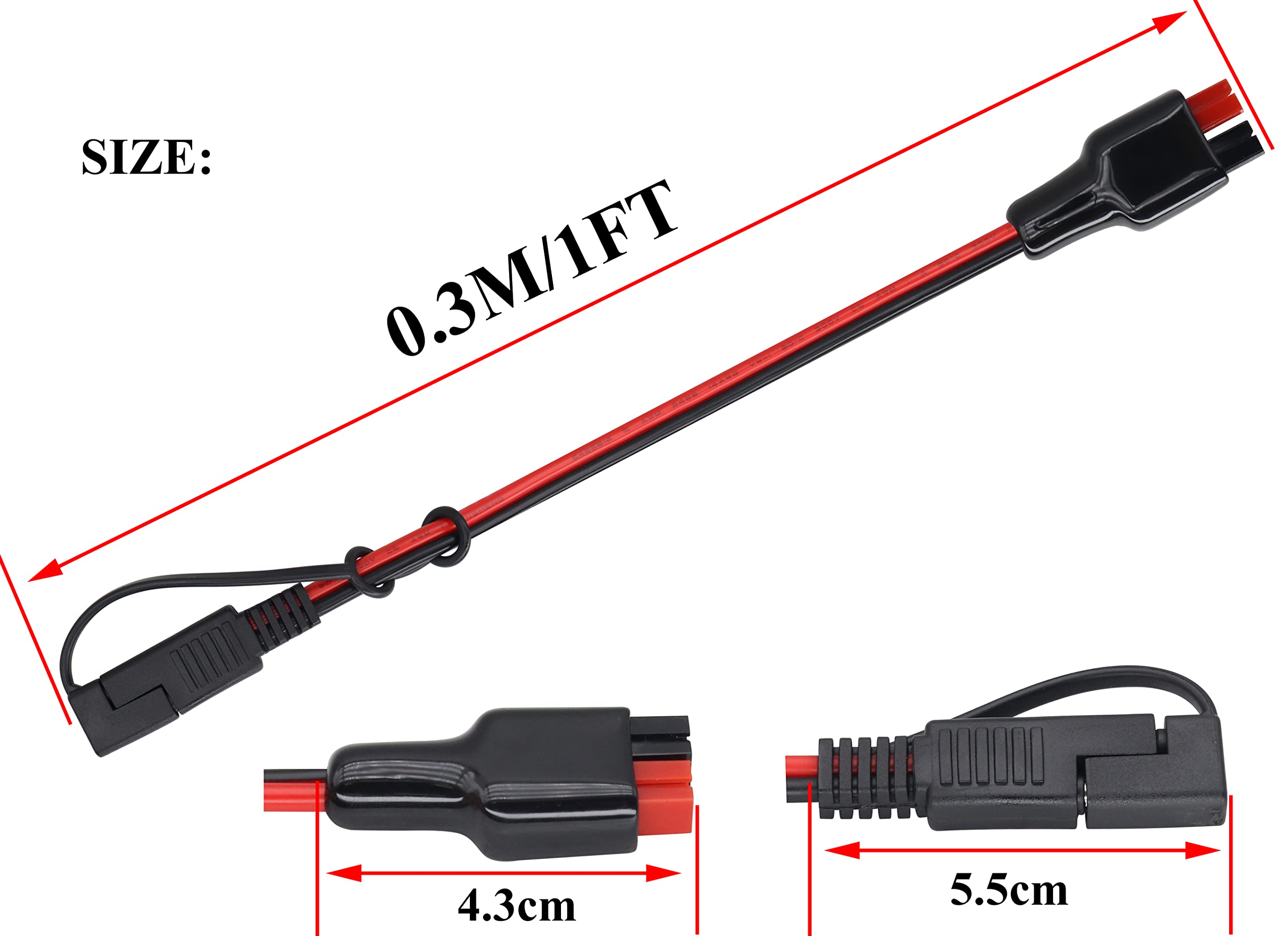HCFeng 12AWG SAE To An-der-Son Solar Cable Adapter With 1 SAE Polarity Reverse Connector Kit For Goal Zero Yeti/Suaoki/Renogy Solar Generators (2FT/60cm
