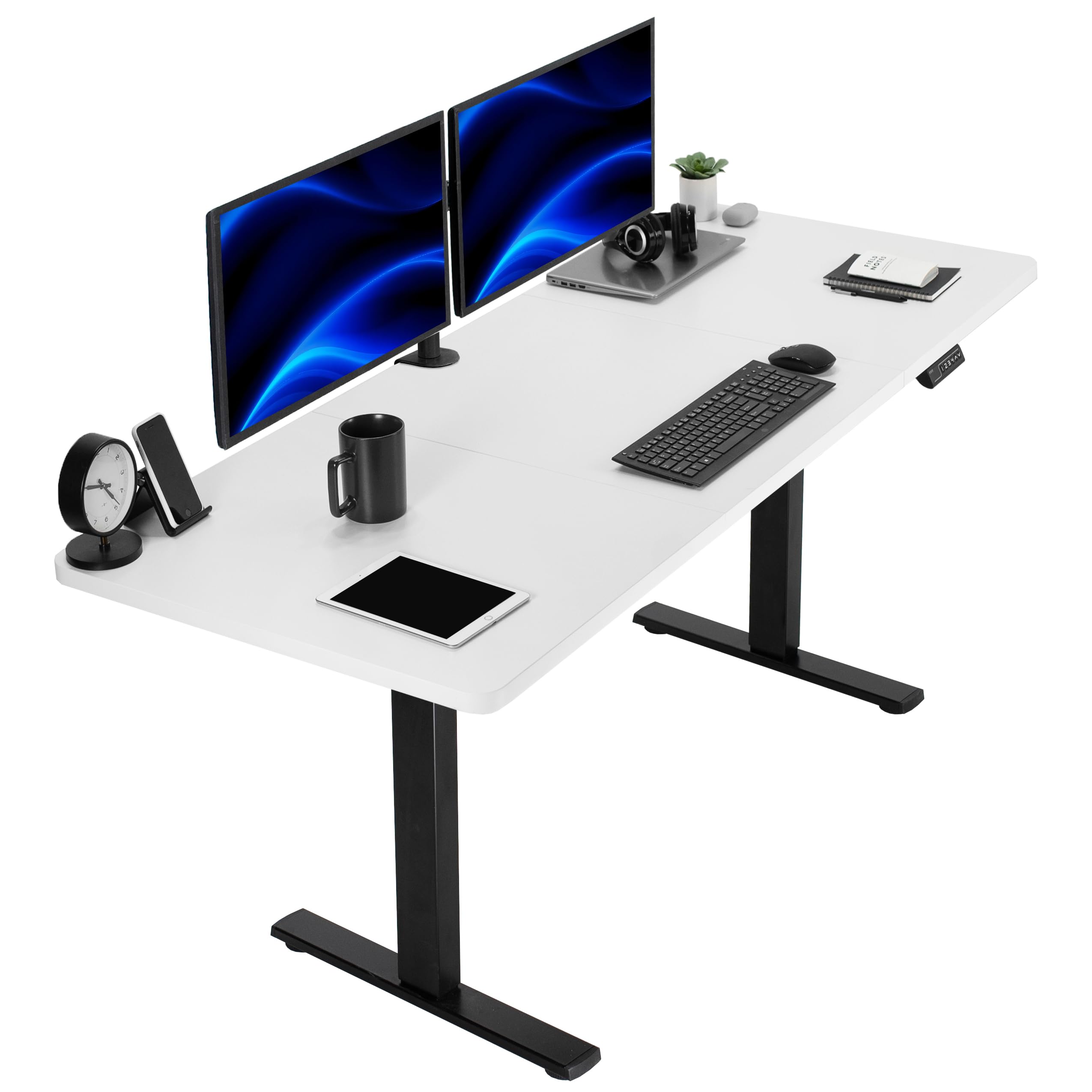 VIVO Electric 71 x 30 in Standing Desk, Memory Height Adjustment, 1B Series, Holds 220 lbs, White Top Black Frame, DESK-KIT-1B7W