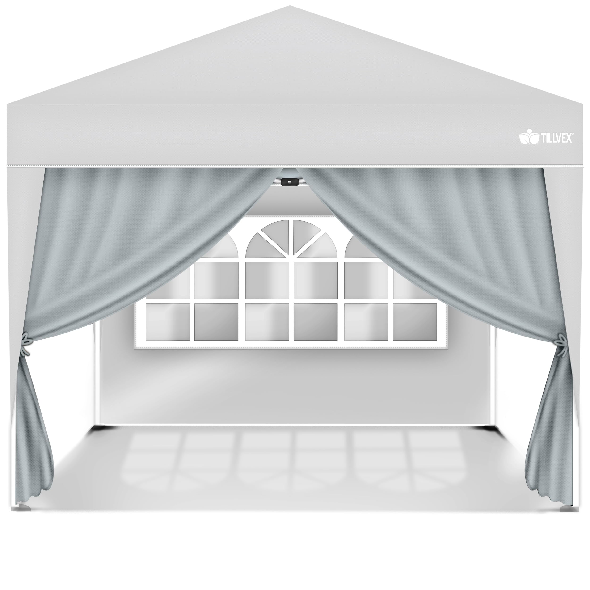 tillvex® 2X Seitenwand für Pavillon 3x3m | Faltpavillon Seitenteile wasserabweisend | Seitenfenster & Reißverschluss | Seitenwände für Gartenzelt Partyzelt