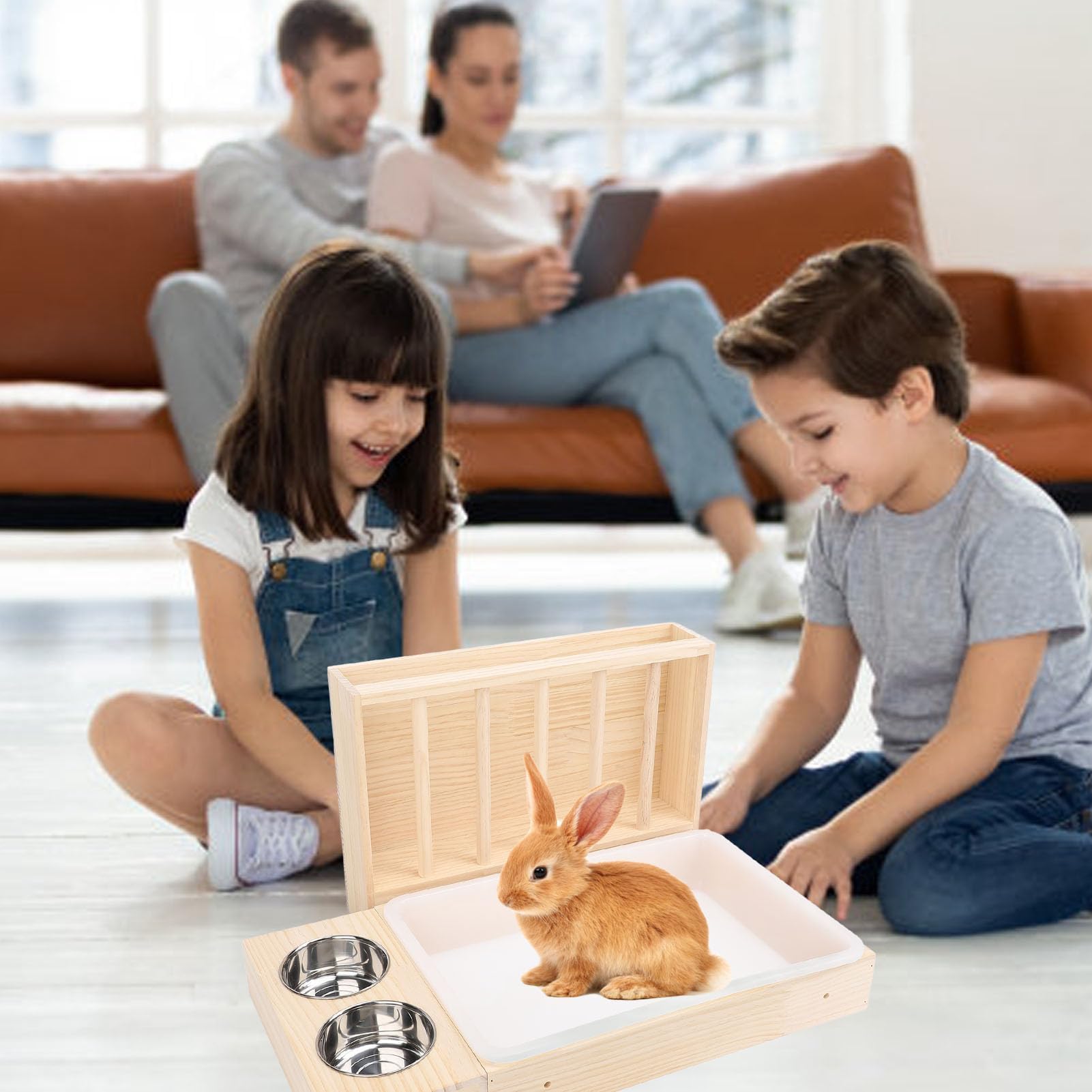 Comedero de Heno para Conejos, Pesebre de Madera a Prueba de Suciedad, para Conejos, Cobayas, Hámster