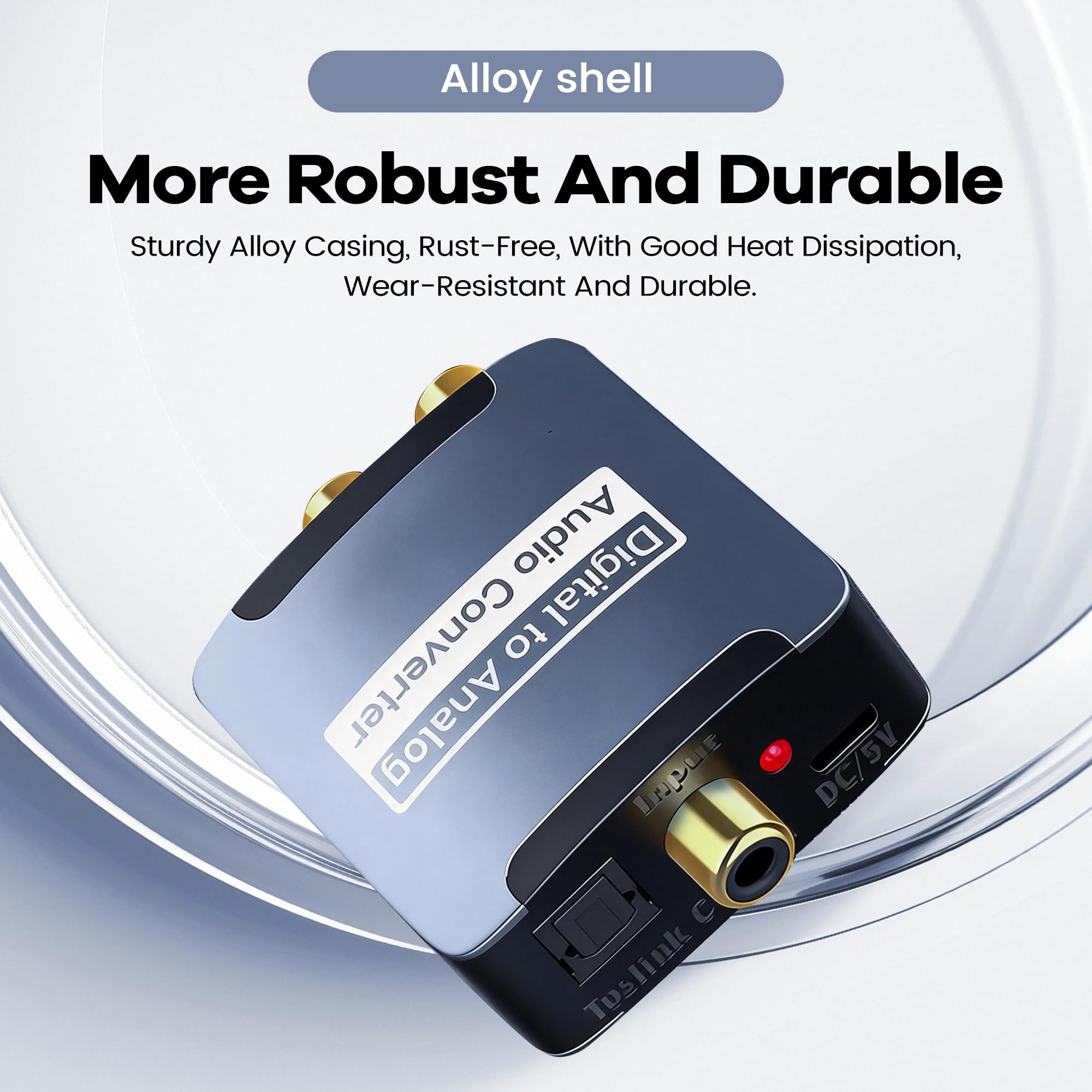 Analog Audio Converter Coaxial Digital/Optical SPDIF zu RCA L/R / 3.5mm Analog Audio Converter für PS4, TV, Blu Ray Player,etc.