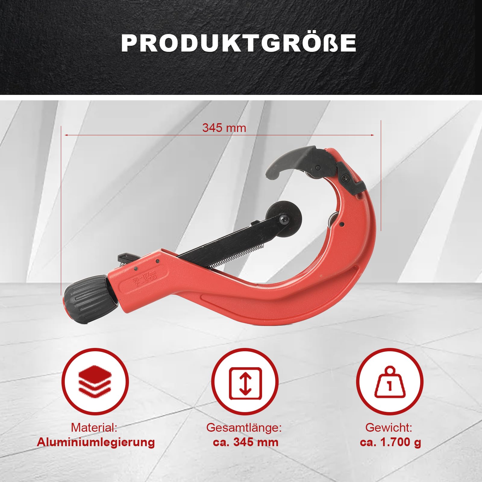 Rohrschneider Set, 50-127 mm Multifunktionale Rohrschneidemaschine | Vielseitiger Rohrabschneider für Kupfer, Aluminium, Edelstahl und Kunststoff, Aluminiumlegierung Verbundrohr