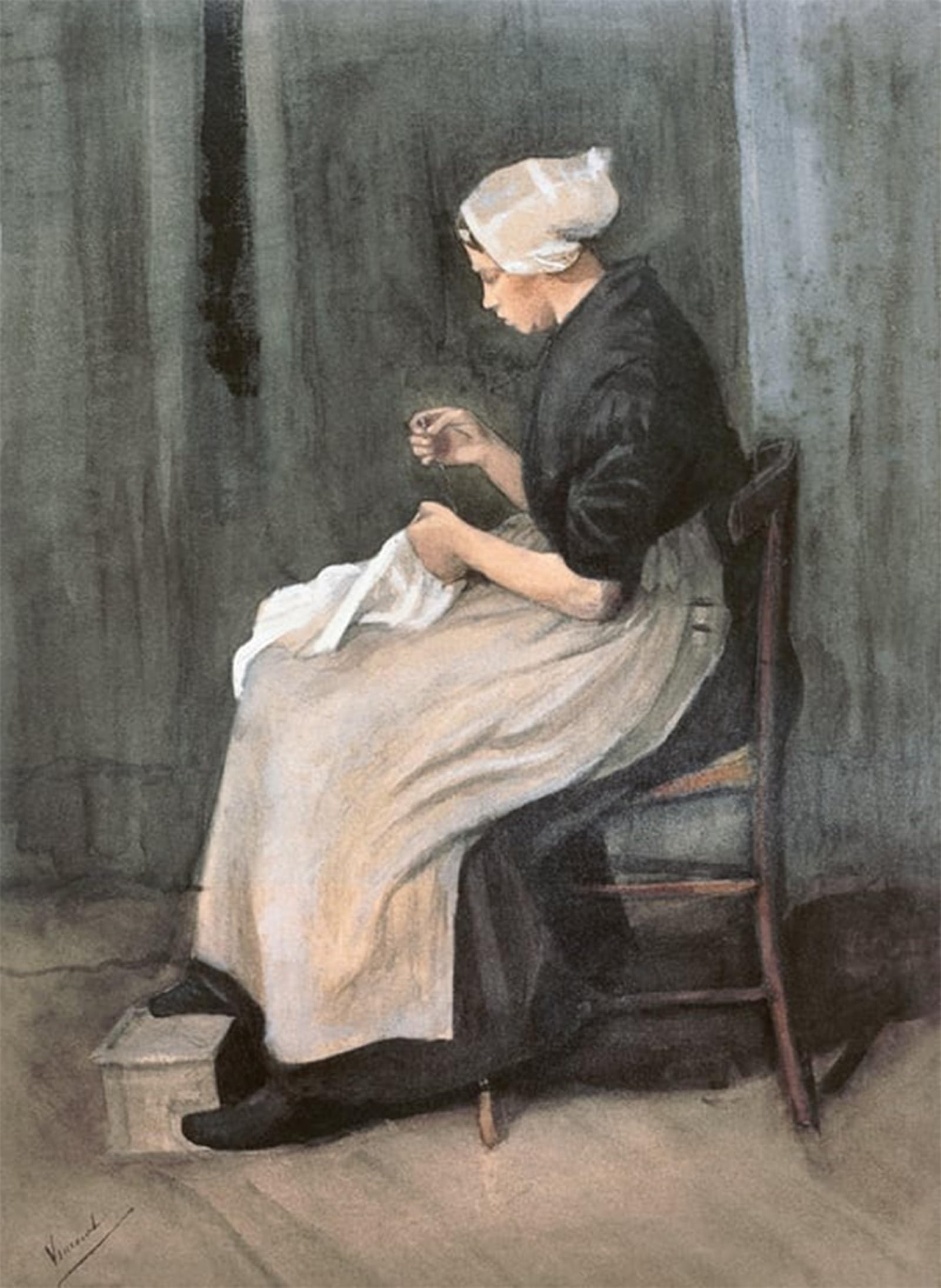 ARTXLXXBN Famous Painting Canvas Artwork Graffiti Print Scheveningen Seamstress Portrait Canvas Image for Home Decor 60x90cm