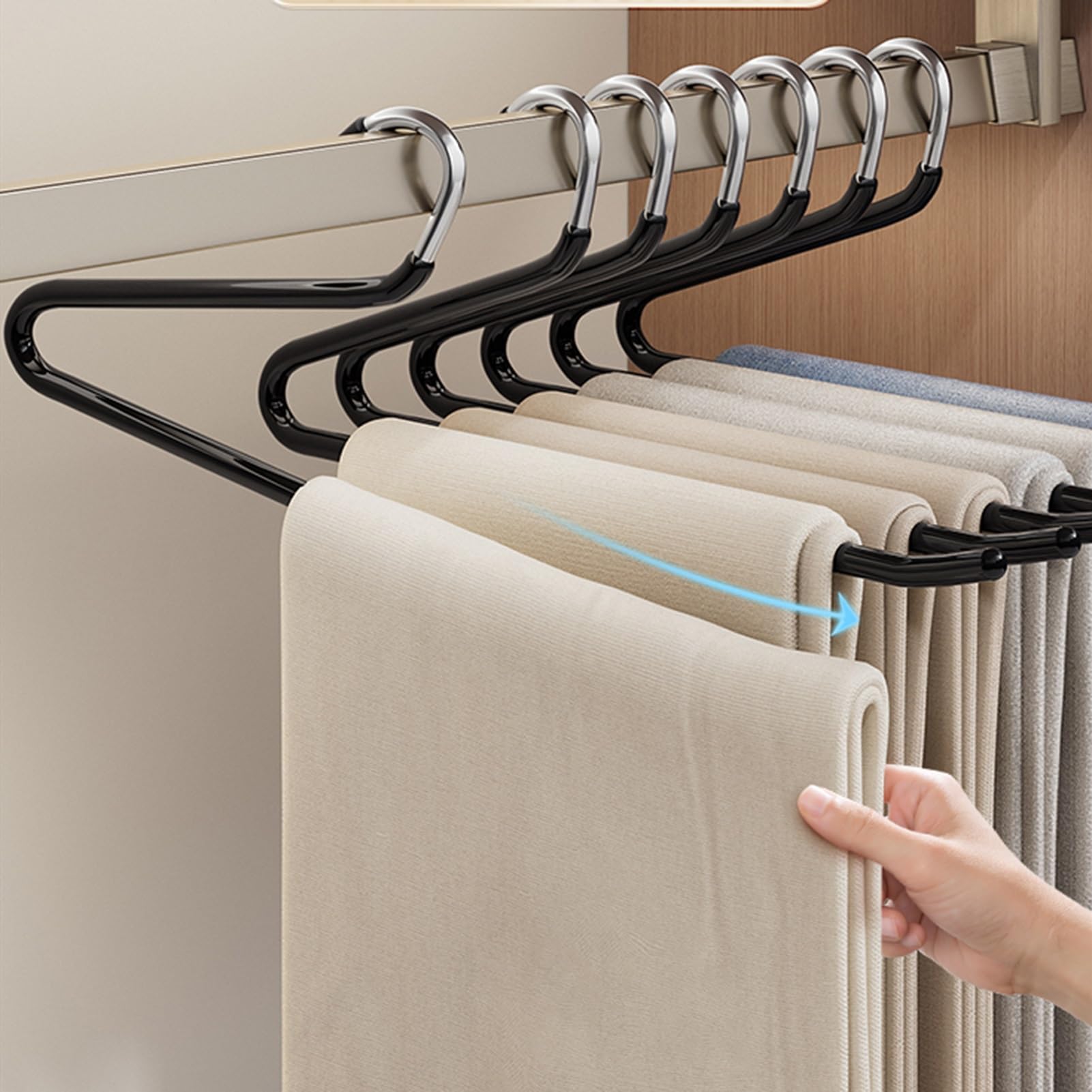 Perchas de metal para pantalones, con extremos abiertos para ahorrar espacio, organiza jeans, pantalones, corbatas, bufandas