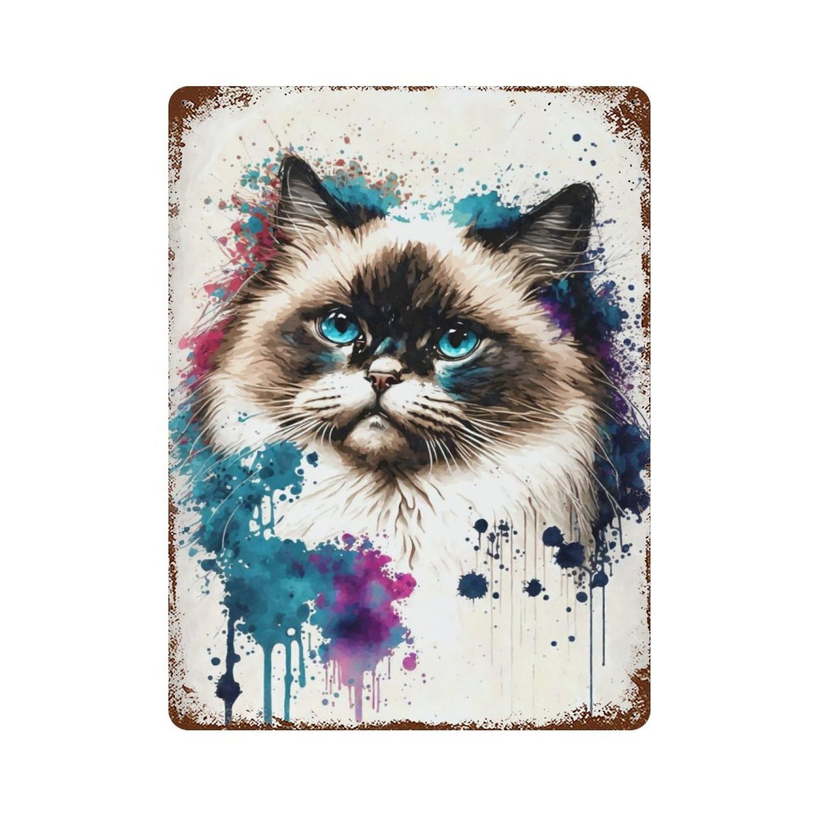 Ragdoll Cat Watercolor Decorative Tin Sign 15.7"x11.8", for Farmhouse, Kitchen And Entryway Decor, Shabby Chic Decor