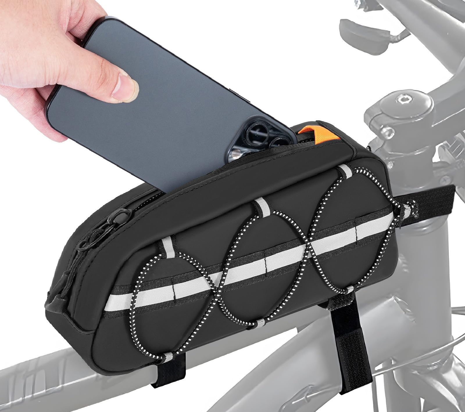Top Tube Bike Bag, Waterproof Bike/Bicycle Phone Front Frame Bags, 1.2 L