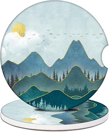 Miniatura 26 de Portavasos de automóvil – Posavasos de cerámica absorbente con diseño de mariposa y luna, portavasos para bebidas, accesorios interiores de Mariposa