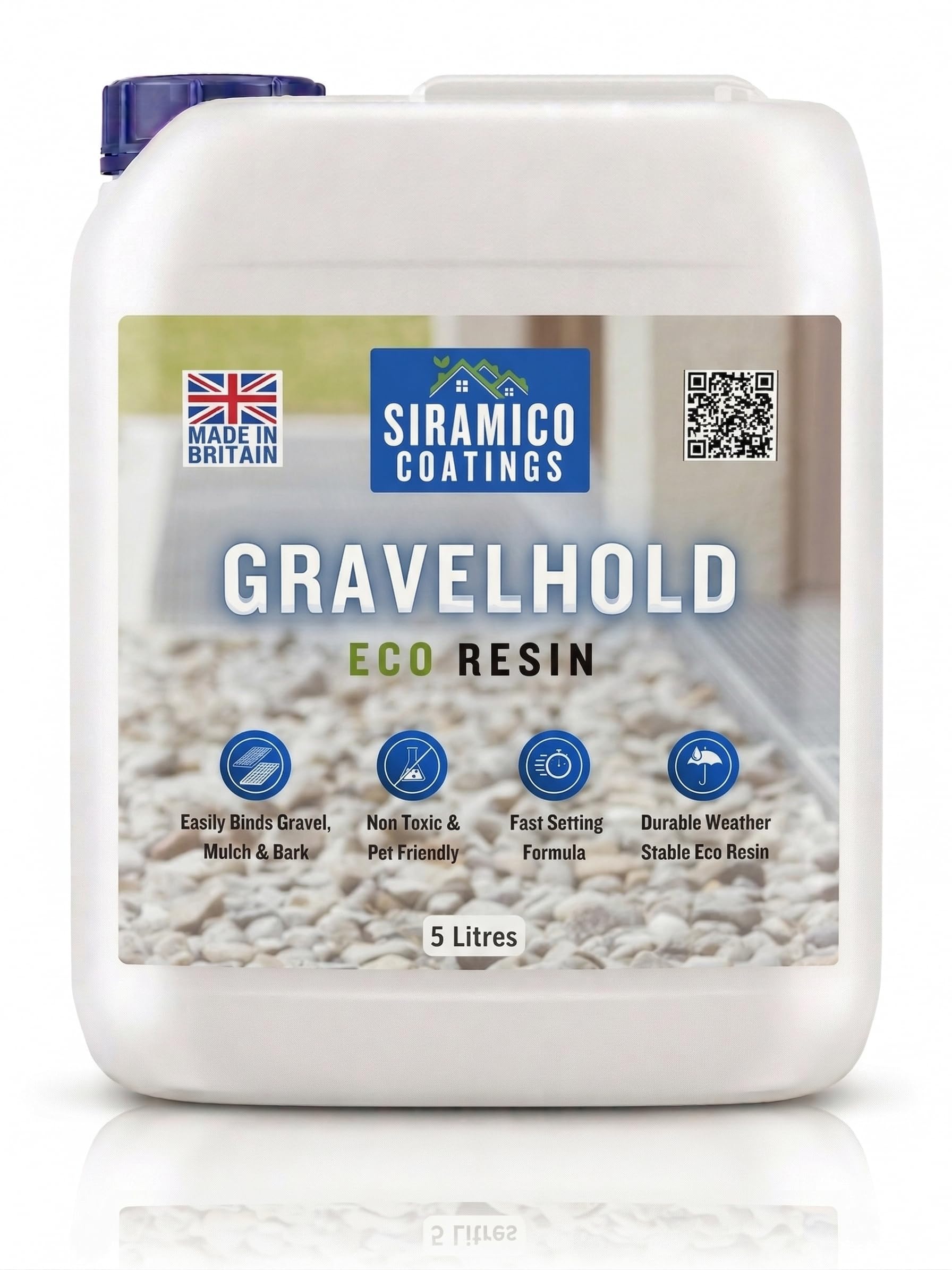 GRAVELHOLD ECO Resin | 5 litres | Waterbased Binder for Gravel Stones and Mulch on Borders, Patios & Garden Paths. Non Toxic & Pet Friendly