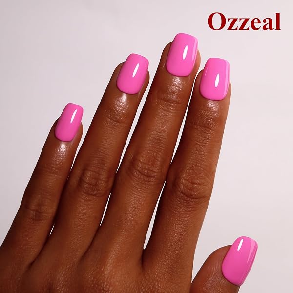 Ozzeal Ozzeal Gel Polish, 0.5 Fl Oz Bright Pink Gel Nail Polish Spring Summer Soak off LED UV Art Starter Manicure Salon DIY in use