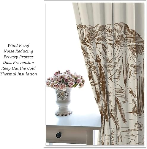 Miniatura 5 de Cortina opaca de vaquero, estilo retro, estilo bosquejo, del desierto occidental, con bolsillo para cortinero, para dormitorio, sala de estar,