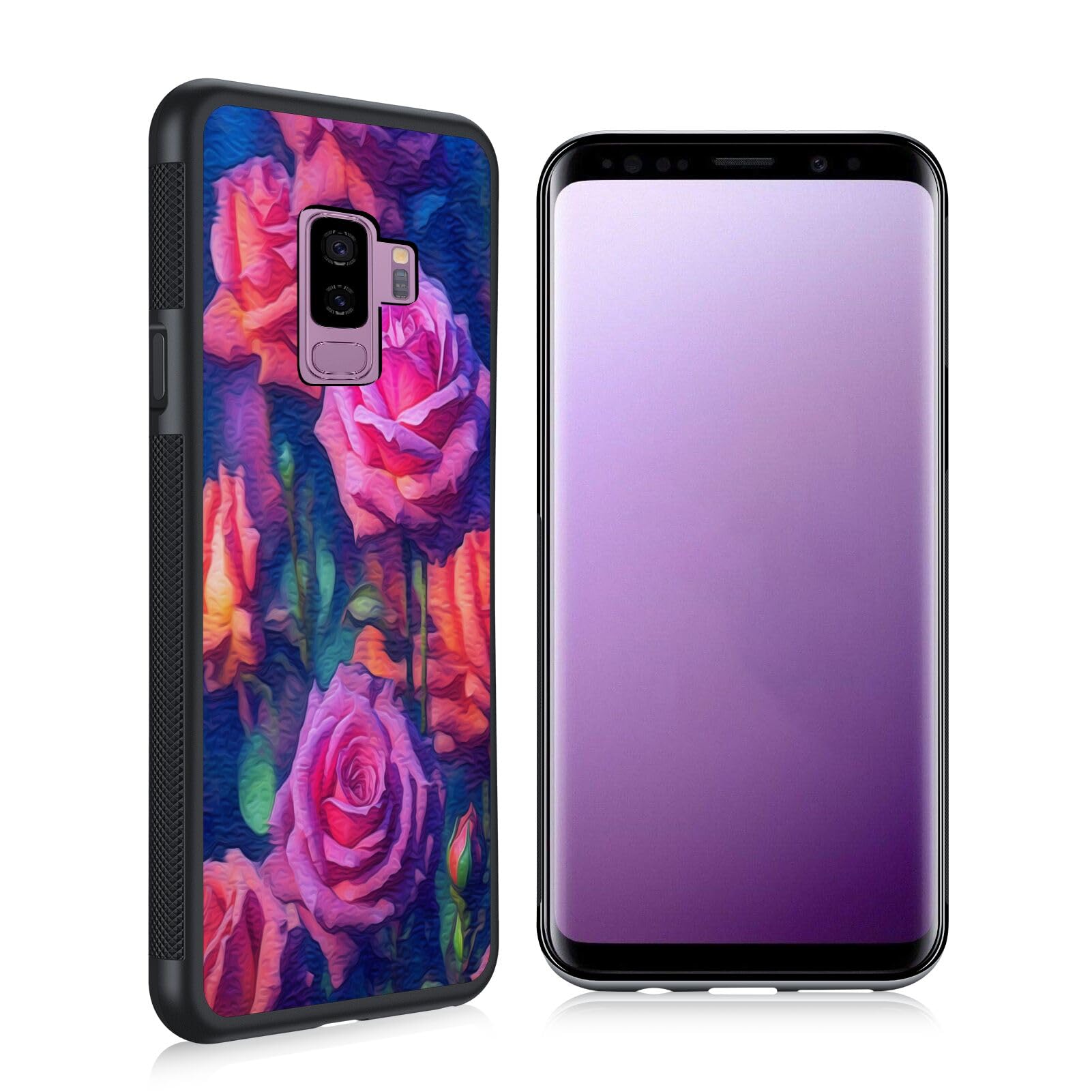 DAFEI Phone Case Compatible with Samsung Galaxy A8 Rose Flower-aa1038 Black Frame Shockproof and Slim Rubber TPU Material with Uniqe Design