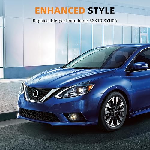 Vista 4 de KARPAL Conjunto de Parrilla de Rejilla Superior Delantera Compatible con Nissan Sentra 2016-2019 62310-3YU0A