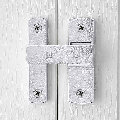 Miniatura 5 de Paquete de 2 cierres plateados para puerta de granero, cerradura de puerta de 180 grados, herrajes para puerta abatible, cierre de puerta de