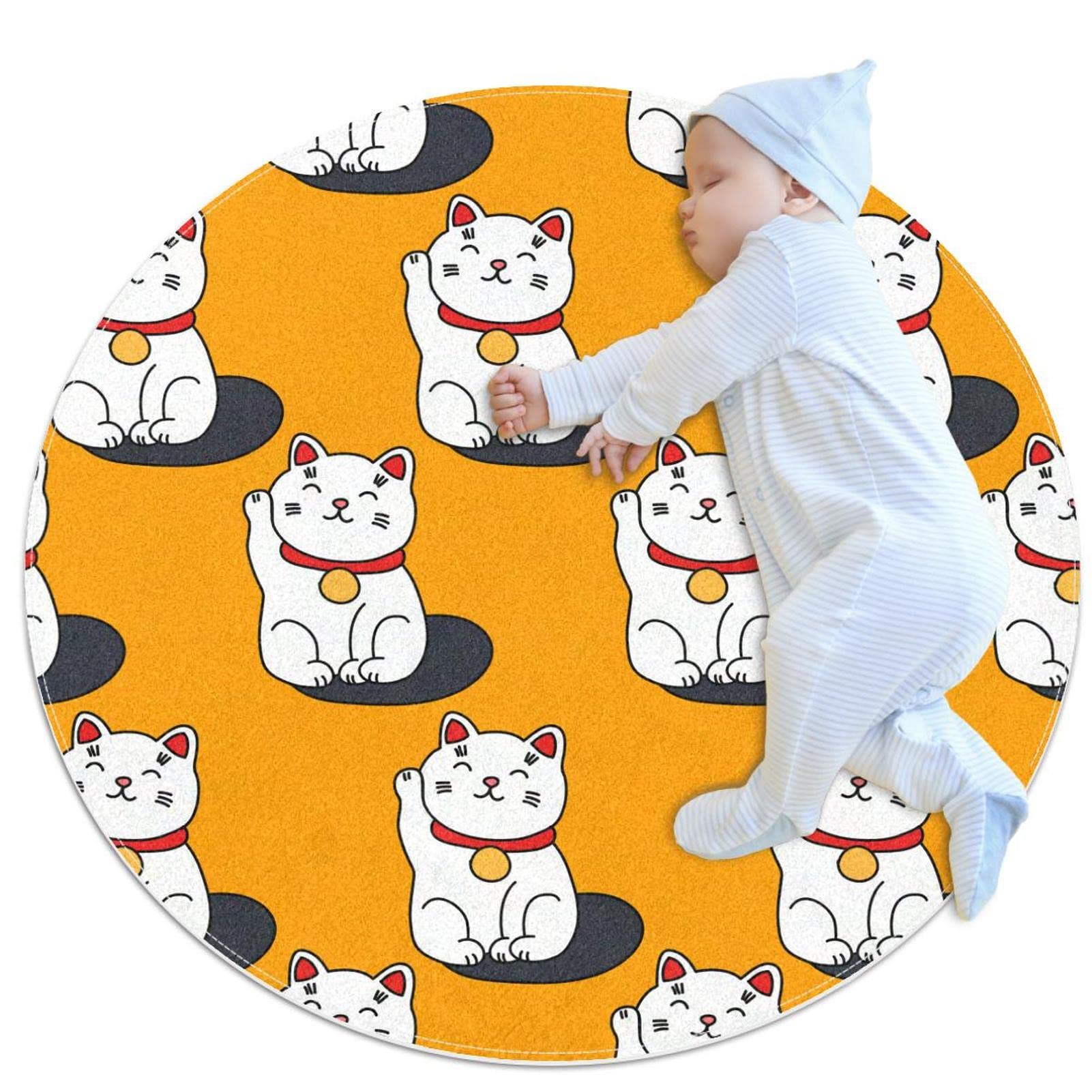 Tapis de sol circulaire chat mignon pour creer un coin lecture cosy