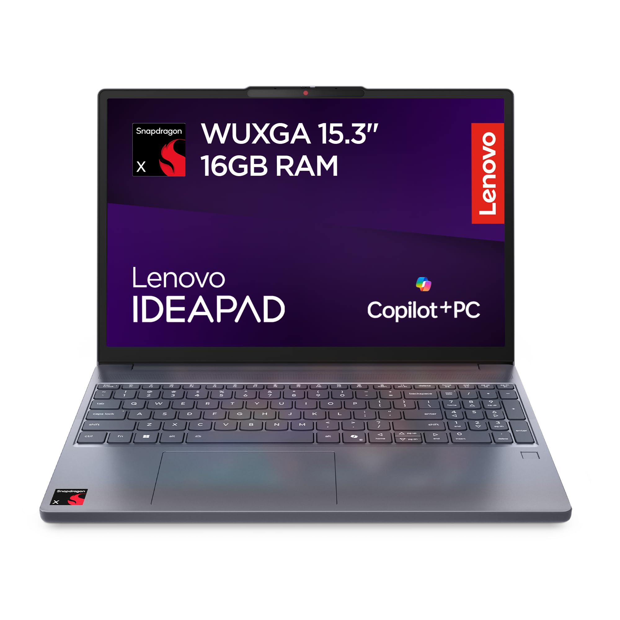 Lenovo IdeaPad Slim 3 Notebook Copilot+ PC 15,3” (1920x1200), Snapdragon X X1-26-100, RAM 16 GB, 512 GB SSD, Grafica Integrata, WiFi 6E, Windows 11 Home - Luna Grey
