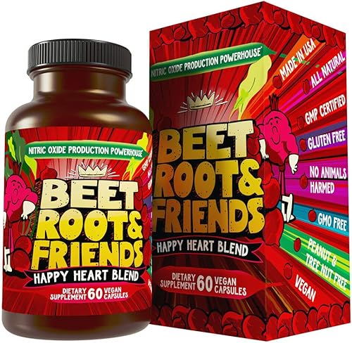 Cápsulas de raíz de remolacha, circulación, energía saludable para el corazón, con extracto de semilla de uva y ginseng, 60 unidades veganas