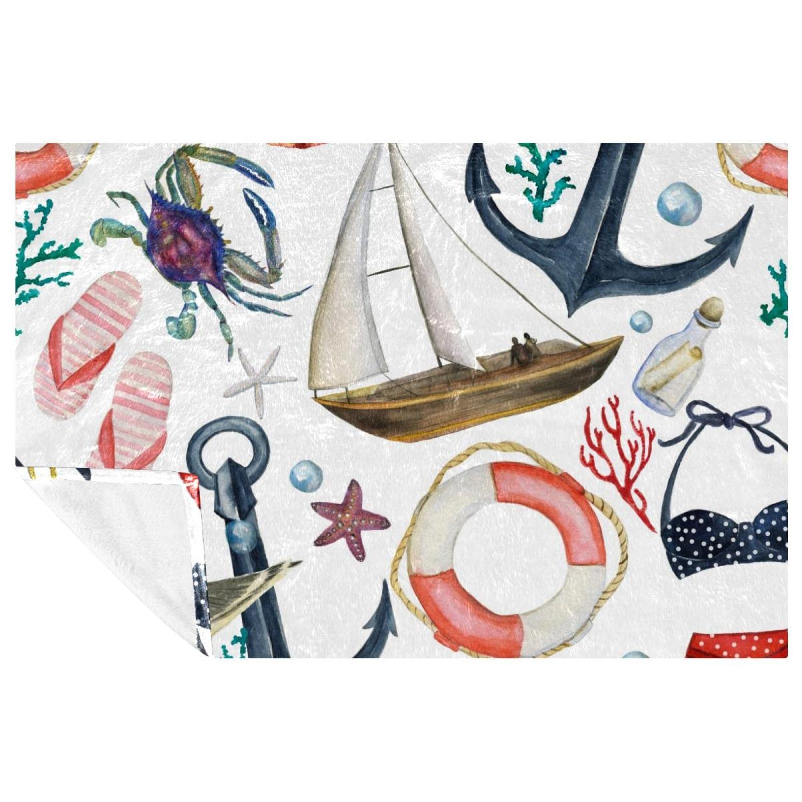 Couverture douce Jackdaw Anchor Lifebuoy 150x100 cm pour lit et canapé