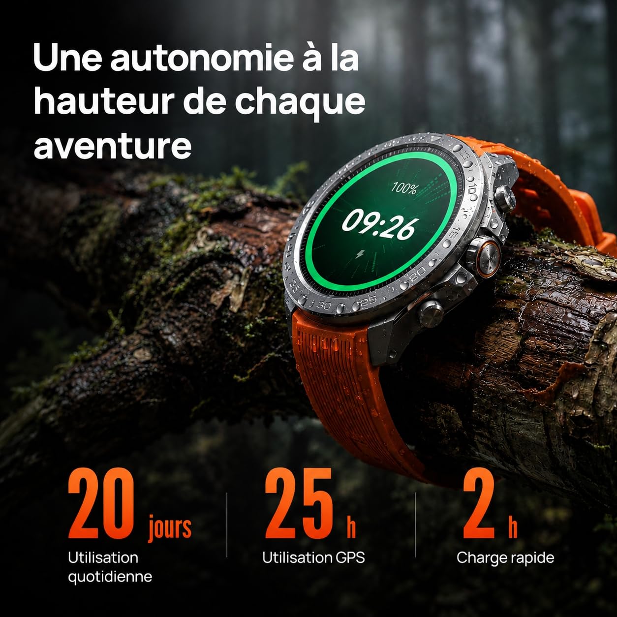 Mibro GS Explorer S Ti Montre GPS d'aventure,boîtier en Titane, Bi-Band GNSS,Carte Hors Ligne, Écran Tactile AMOLED,10 ATM, autonomie 20 Jours, Smartwatch pour la randonnée, l'alpinisme et l'apnée