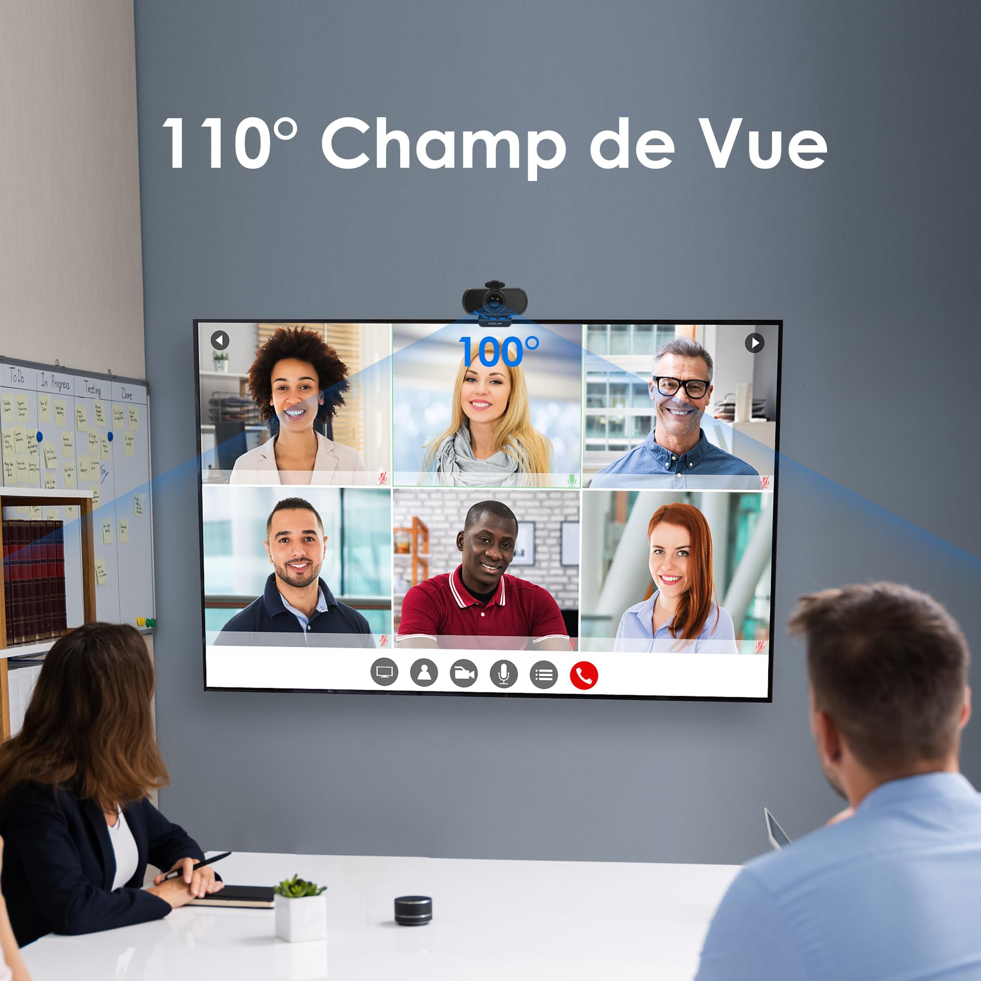 N21A Webcam Full HD 1080P 30FPS Webcam PC Grand Angle 100 °Mise au Point Fixe Deux Micro Correction Lumière Plug Play Windows MacOS Linux Youtube Streaming Skype Appel Vidéo Vidéoconférence