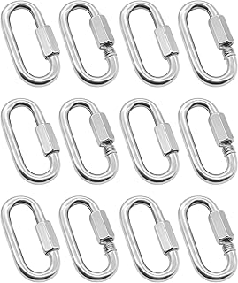 Anvin Quick Link Heavy Duty Carabiner D Shape Chain Links Capacity Repair Utility Links Safety Chain Connector for Camping Outdoor Equipment Locking Hammocks Harness Leash