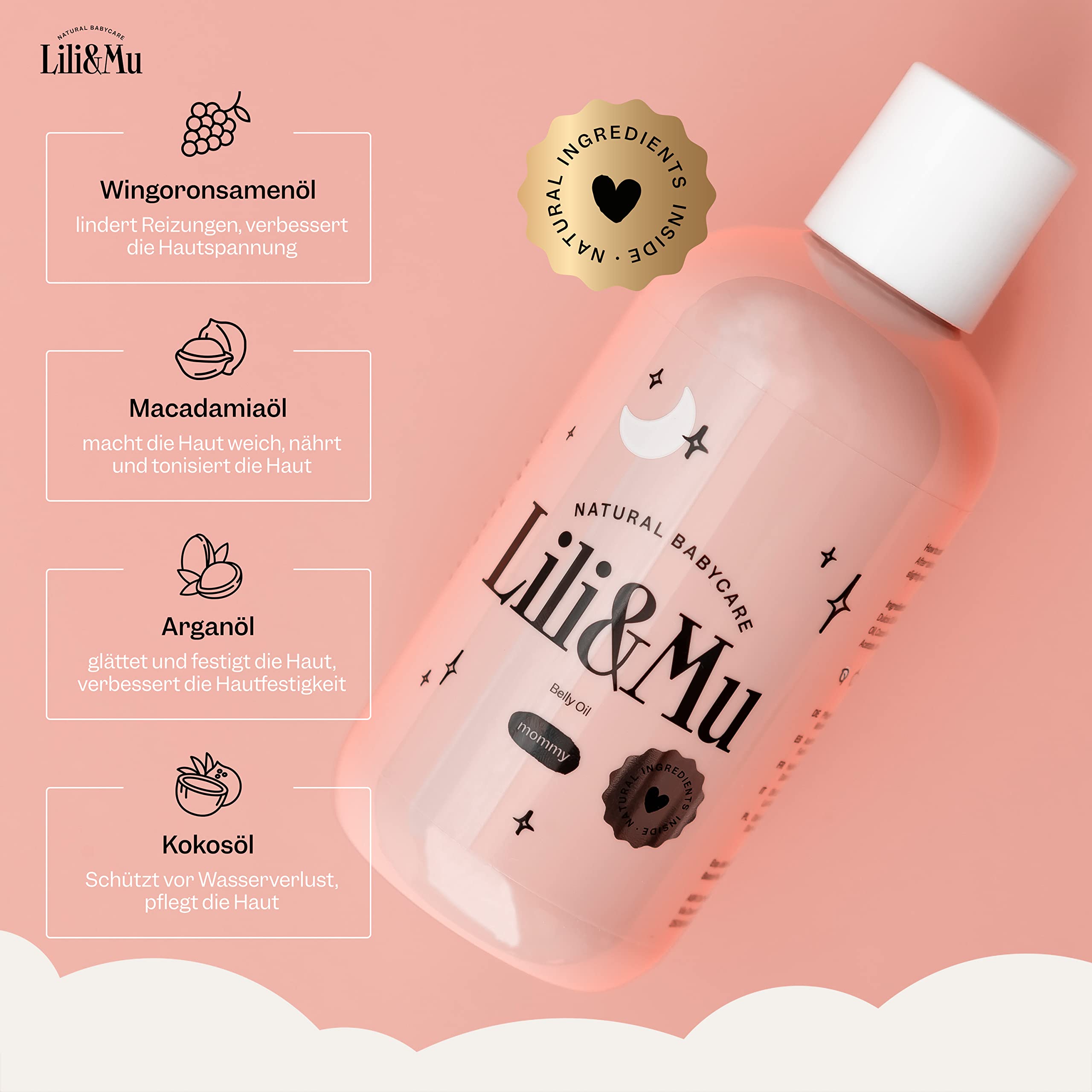 Image secondaire de Lili&Mu Huile contre les Vergetures 200 ml | Huile de Soin Pour la Peau Vergetures Grossesse | Huile de Massage de Coco et à la