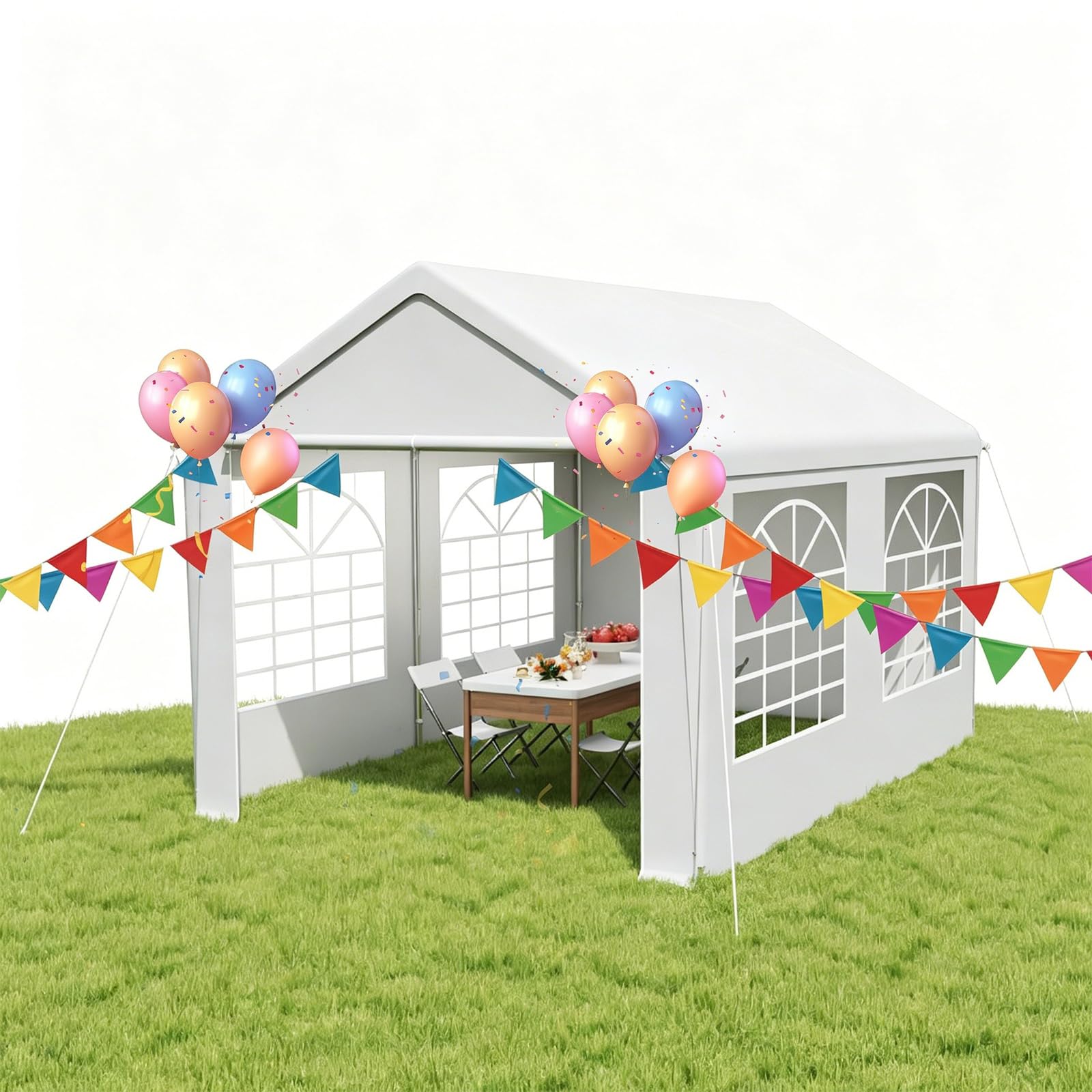 VA-Cerulean 3x4m Partyzelt Pavillon in Grau, PE Plane Bierzelt Zelt Wasserdicht UV Schutz Gartenzelt aus Verzinkte Stahlgestänge Festzelt