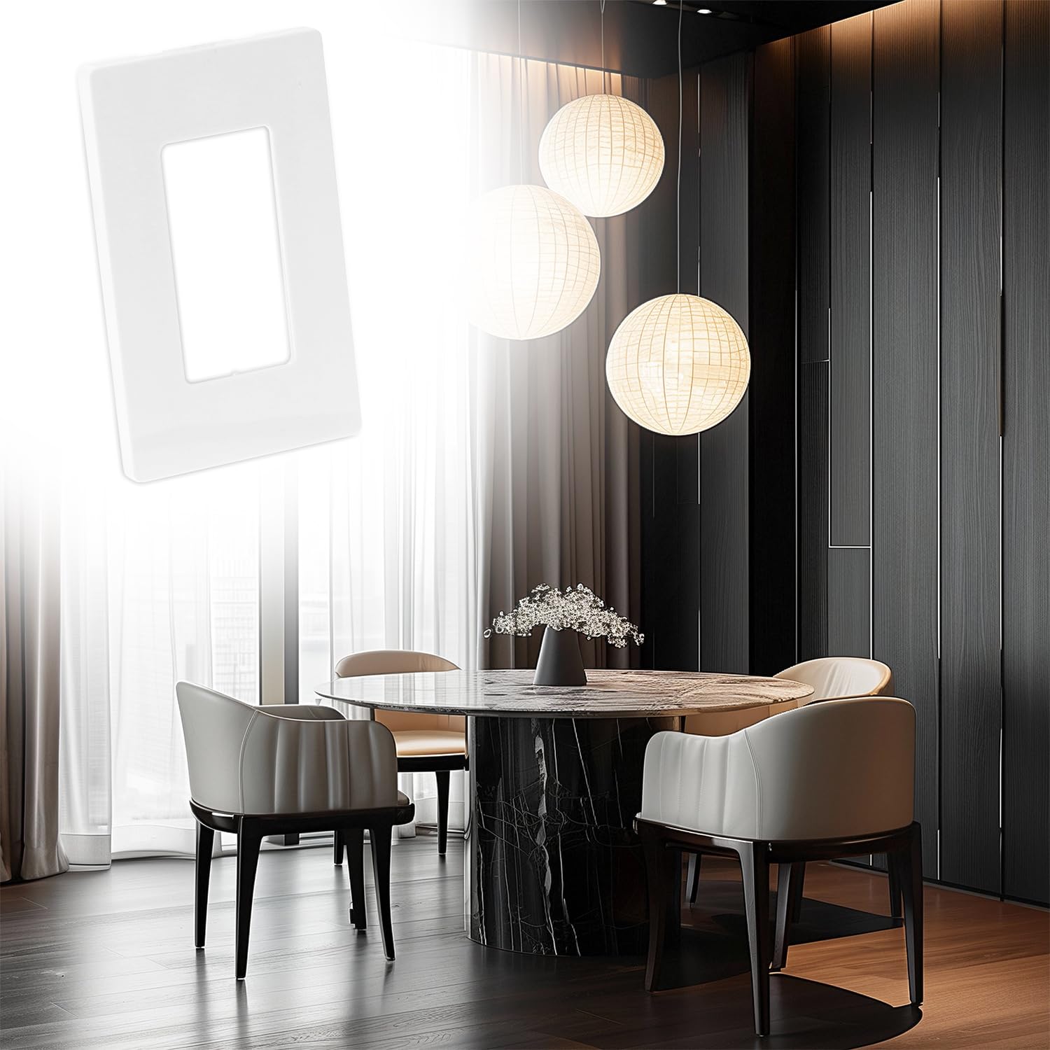 QWORK Placca da parete senza viti, confezione da 50, bianco sporco lucido, design moderno con caratteristiche di sicurezza nascoste