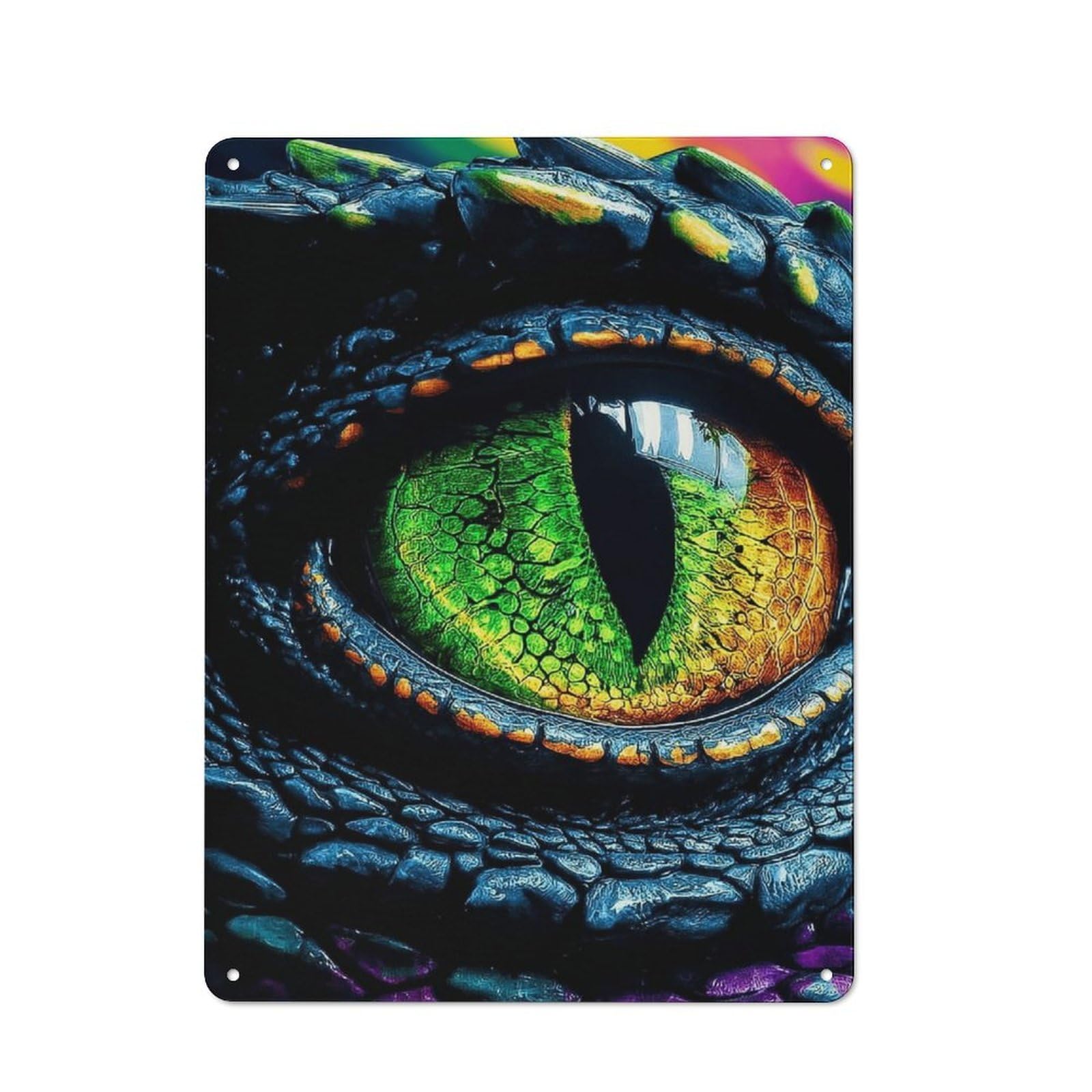 Junmoney Dragon Eye Gaze Artwork Tin Sign 40X30cm For Pub Or Café, Retro-Style Wall Decor, For Garage, Workshop And Man Cave Decoration