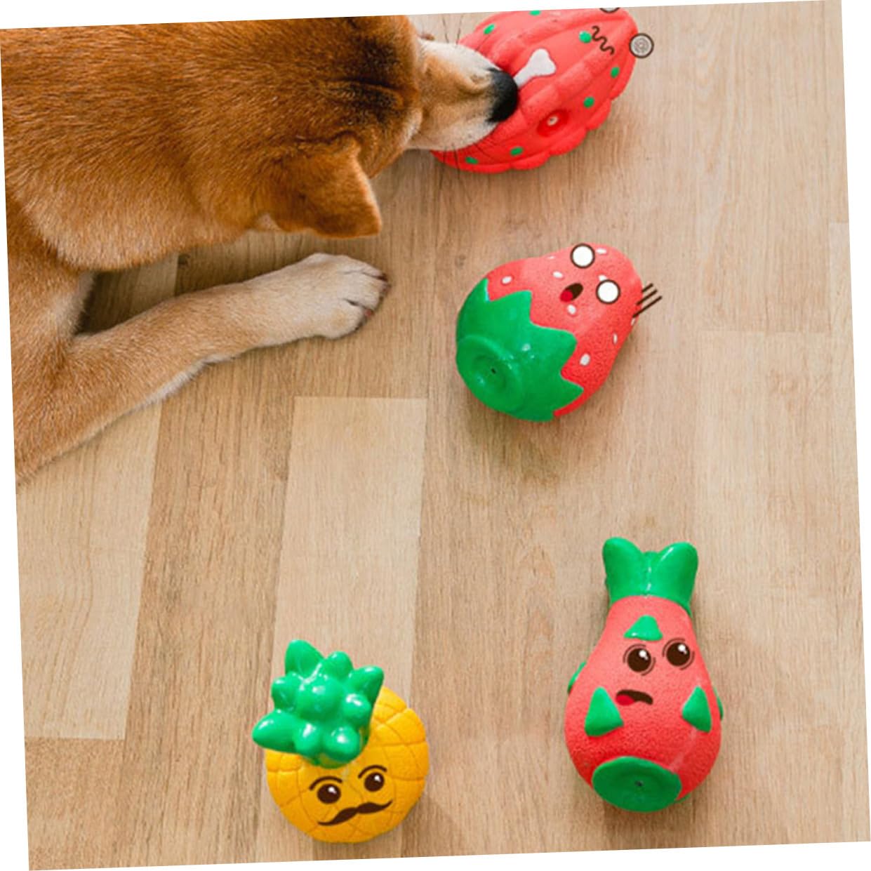FRCOLOR 5stücke Interaktives Gummispielzeug Für Hunde Lustiges Obst-kauspielzeug Für Welpen Und Kleine Hunde Strapazierfähig Und Geräuschlos Fördert Die Zahnpflege Und Sorgt Für