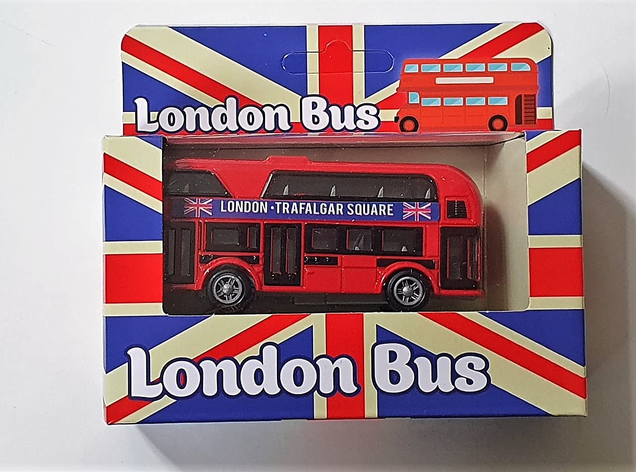 Modellino Autobus Londinese Union Jack - Scala 1:64, Metallo Pressofuso, Collezionabile