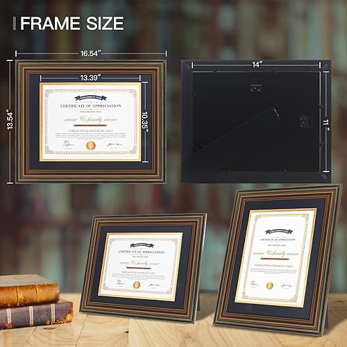 Miniatura 3 de XUANLUO Marcos de graduación de 11 x 14 pulgadas, marco de documentos de certificado con vidrio templado, marcos de fotos de diploma de color de