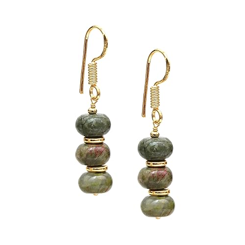 Miniatura 6 de Gempires Unakite Rondelle Beads Earrings, Dangling Earrings, Crystal Earrings for Girls,14k Gold Plated Hook Earrings, Handmade Jewelry for Women