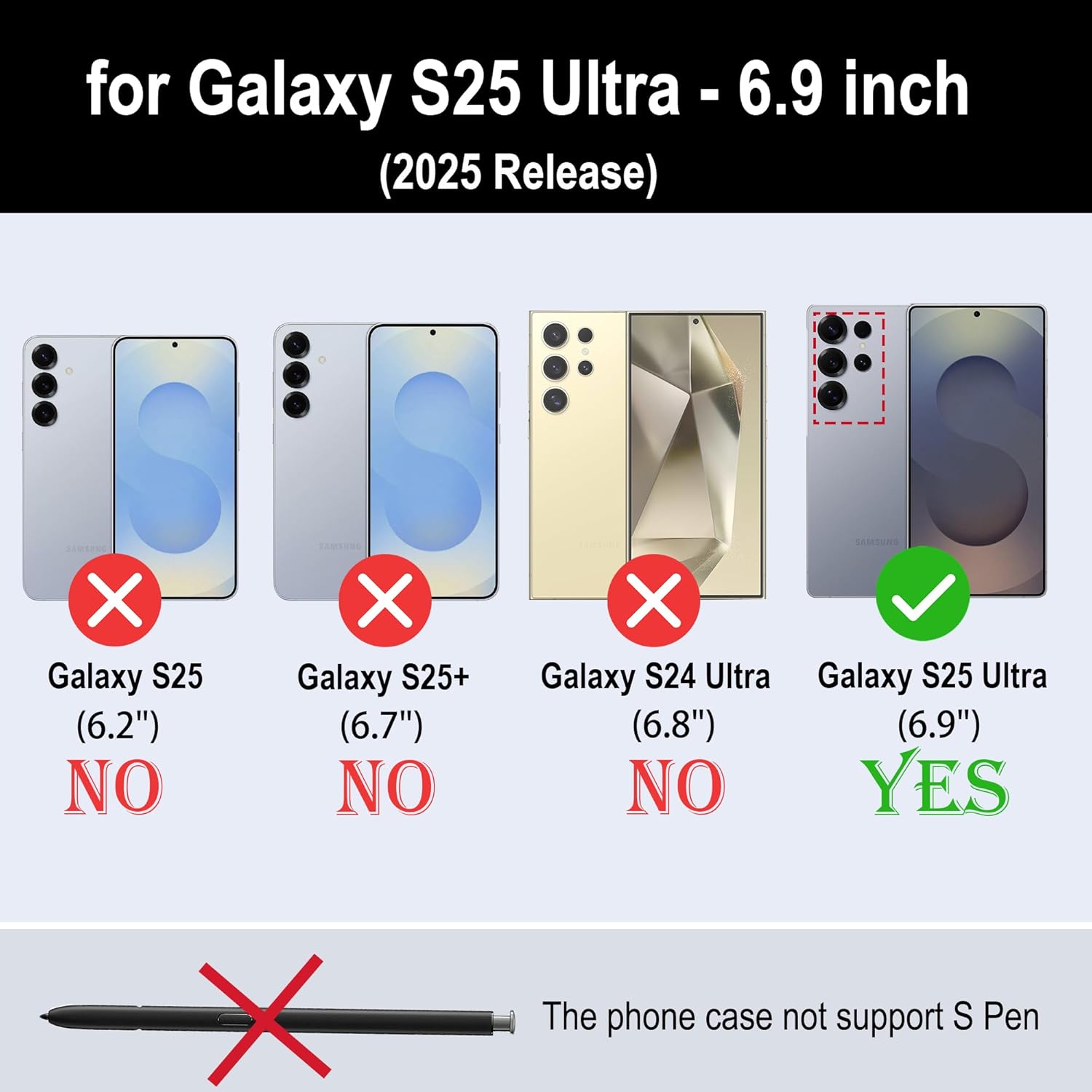 for Samsung Galaxy S25 Ultra Wallet Case for Women Men, Wireless Charging with RFID Blocking Card Holder, PU Leather Crossbody Strap Detachable Magnetic Phone Shell Purse, Black - Image 2