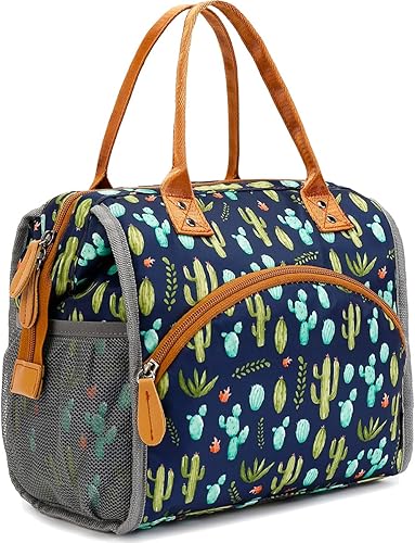 FlowFly Bolsa de almuerzo aislada para mujeres, hombres, grande y reutilizable, con asa, bolsa de trabajo y viaje y organizador de preparación de