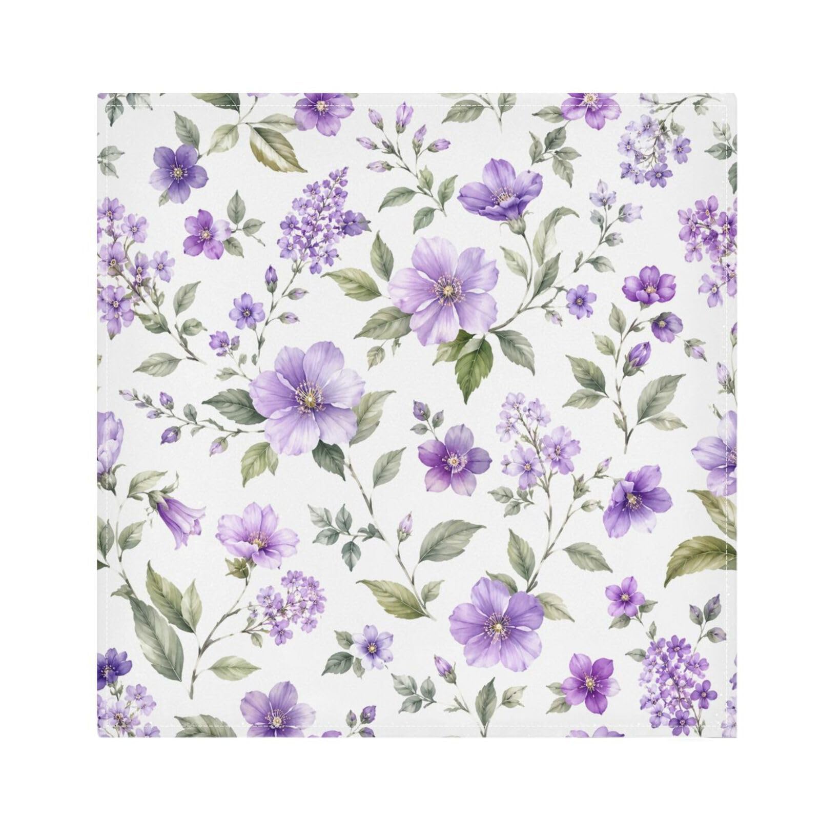 Ttgoth Watercolor Flowers Cloth Napkin Set of 4 Washable & Reusable Dinner Napkins for Dining Table, Banquets, Wedding, Party, 50x50 cm