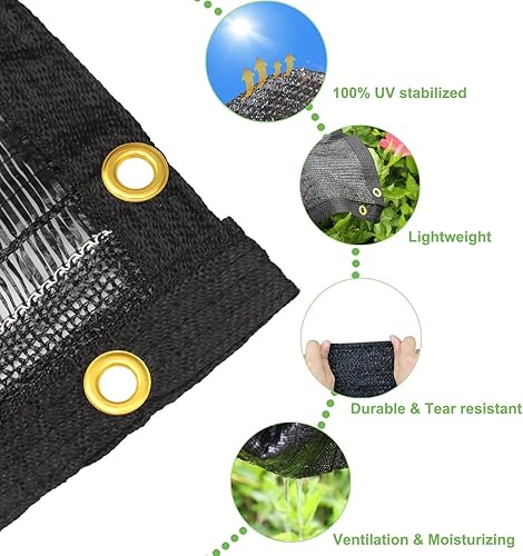 Miniatura 6 de Garden - Tela de sombra del 40 %, lona de malla de 10 x 20 pies con ojales de latón reforzados, cubierta de tela negra para protección solar para