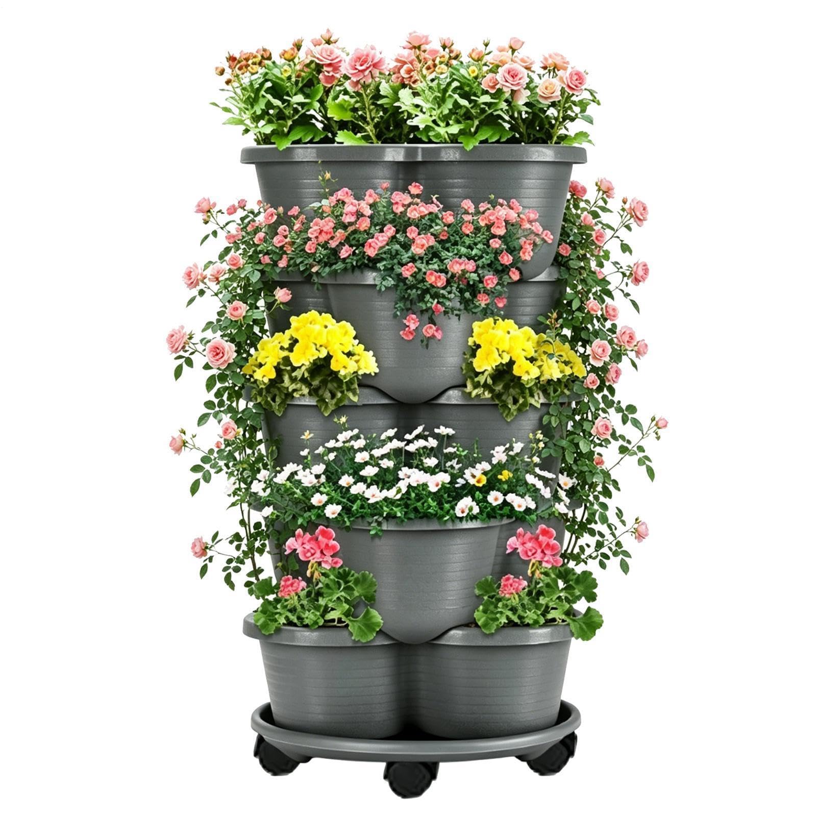 Truskawkowe doniczki pionowa wieża ogrodowa pięć poziomów do układania w