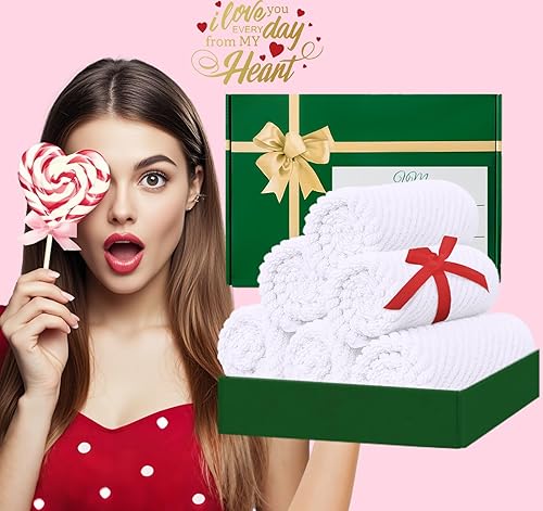 Vista 366 de VOOVA & MOVAS Toallas verdes para baño, 100% algodón, de secado rápido, ligeras, gruesas, suaves, juego de toallas de 6 piezas, 2 baños grandes