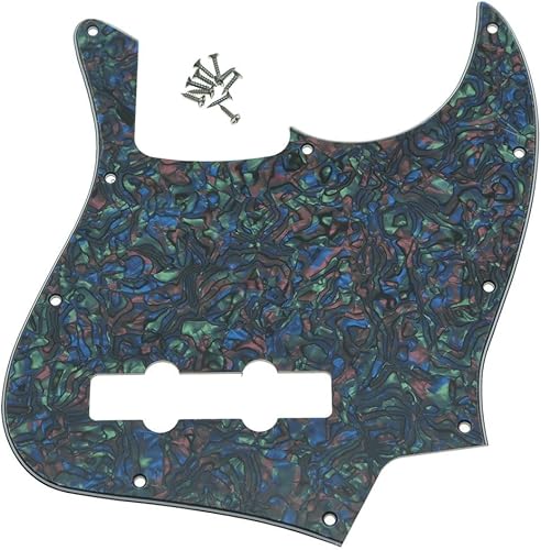 Miniatura 8 de KAISH 4 String J Bass Style Pickguard Bass Pick Guard Scratch Plate para USA/México Jazz J Bass Negro/Blanco Grid