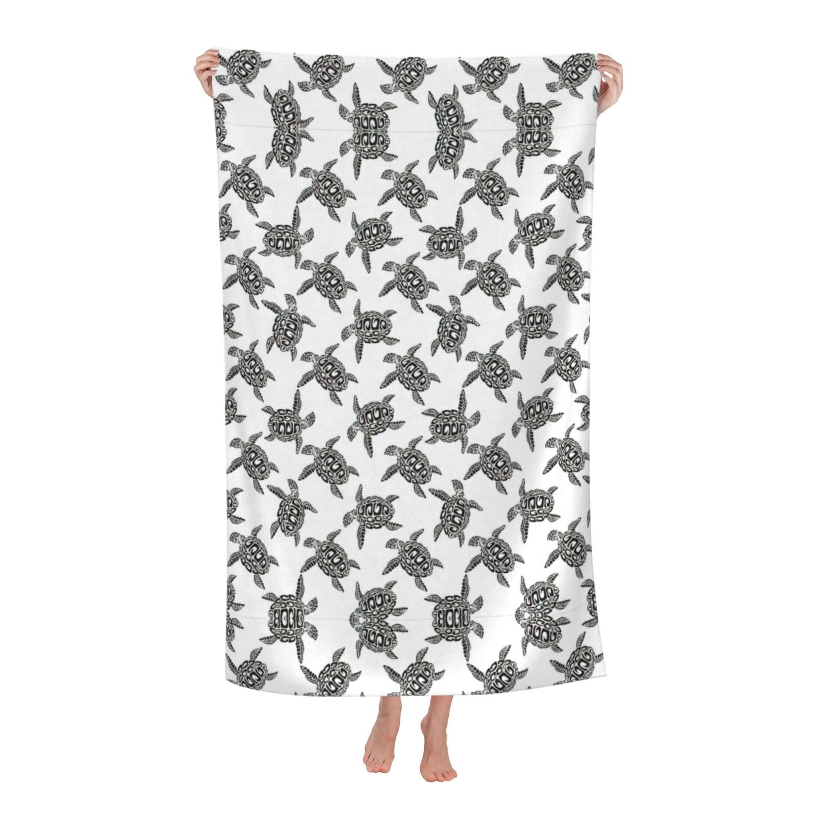 Oazcvbnn Women's White Animals Sea Turtles Print Adult Beach Towel Summer Travel Pool Vacation Swimming Fitness Outdoor Adventures