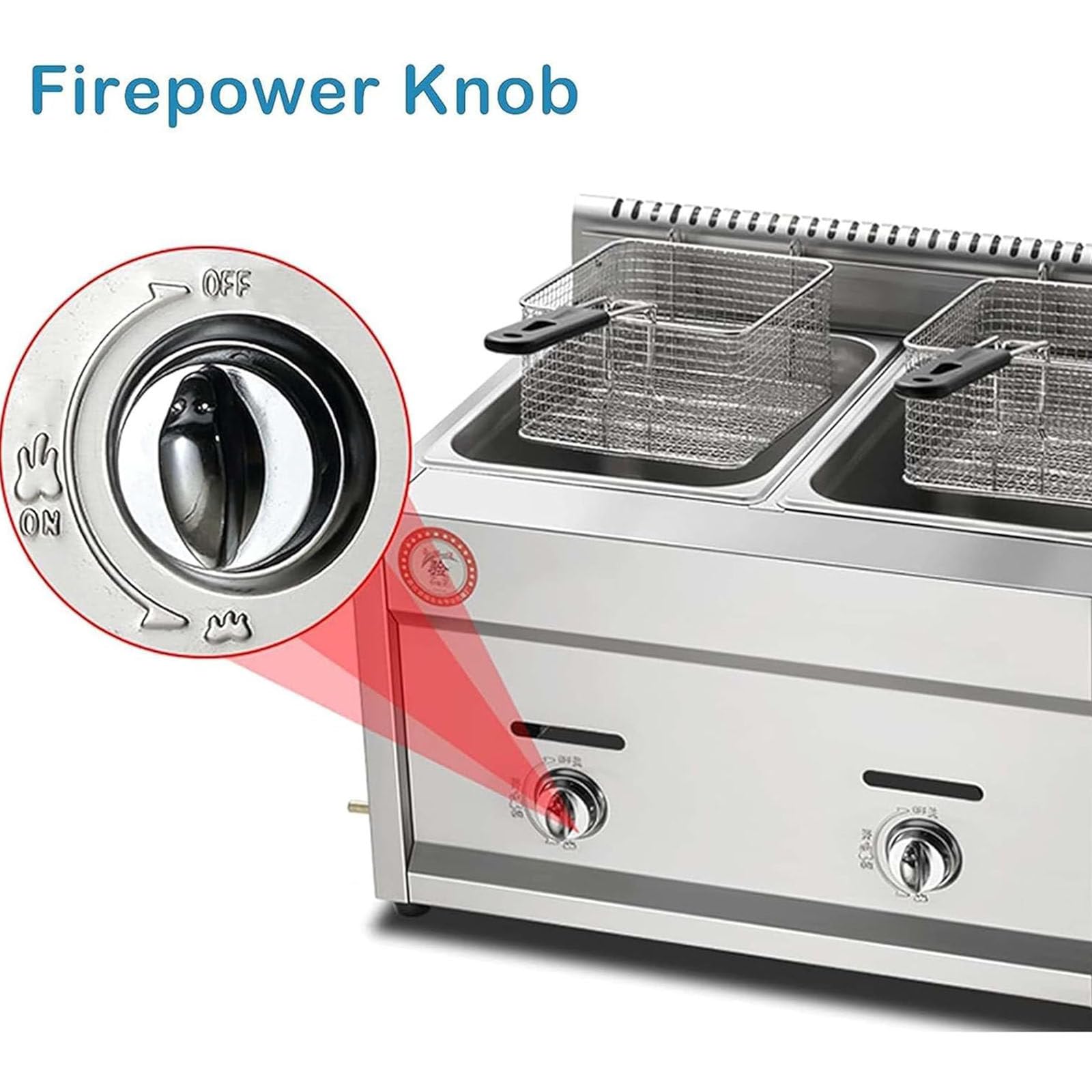 PixCy Friggitrice a Gas Grande capacità,Friggitrice in Acciaio Inossidabile,Potenza Fuoco Regolabile, con Cestelli E Coperchi,per Ristorante Commercial,3tank