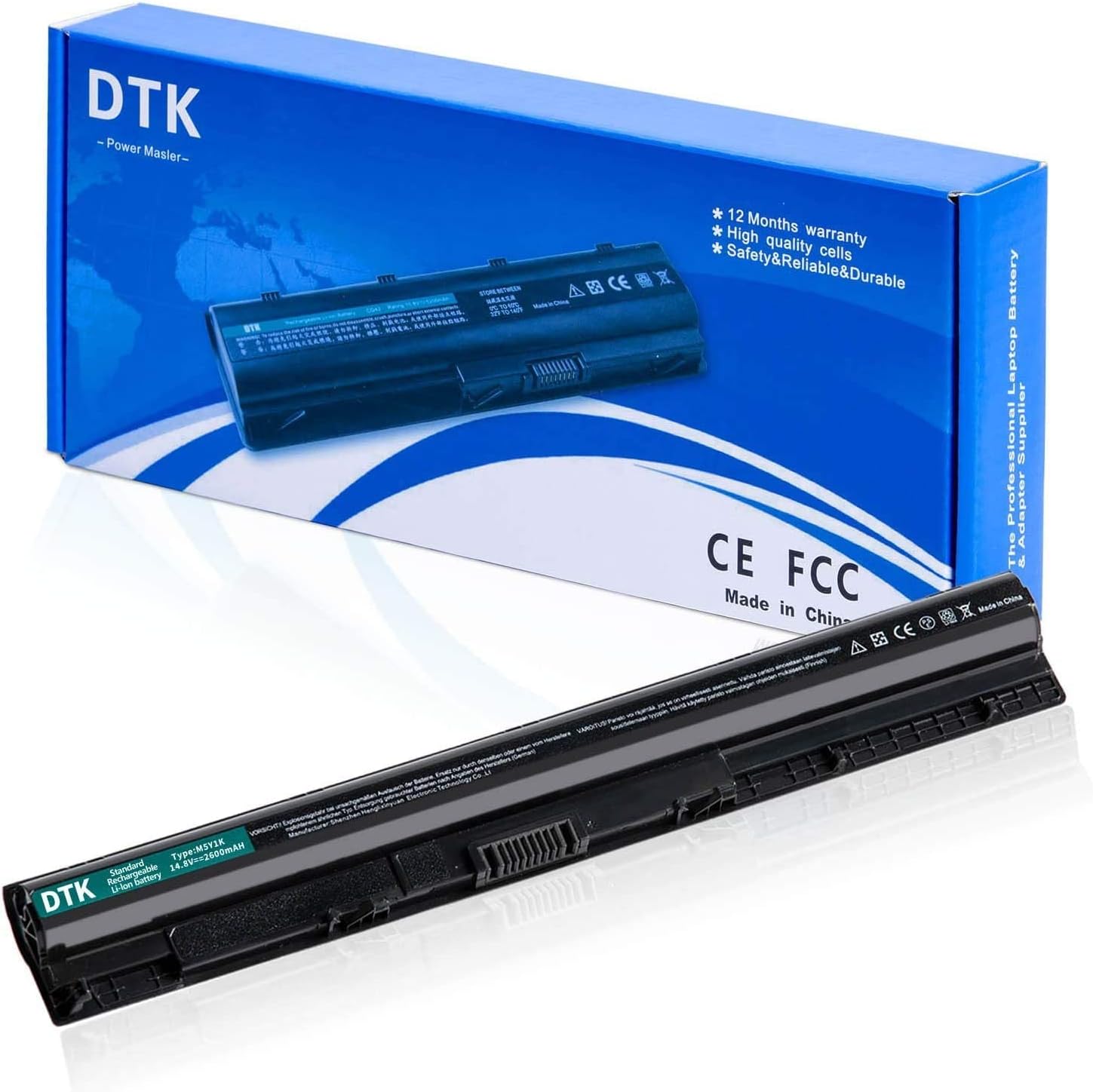 DTK M5Y1k 3558 Laptop Battery for Dell Inspiron 14 3000 3551 5000 N3451 / 15 3000 3451 3458 5458/15 3000 5451 5455 5551 5555 5558 ; Vostro 3458 3558 [14.8V 2600MAH]