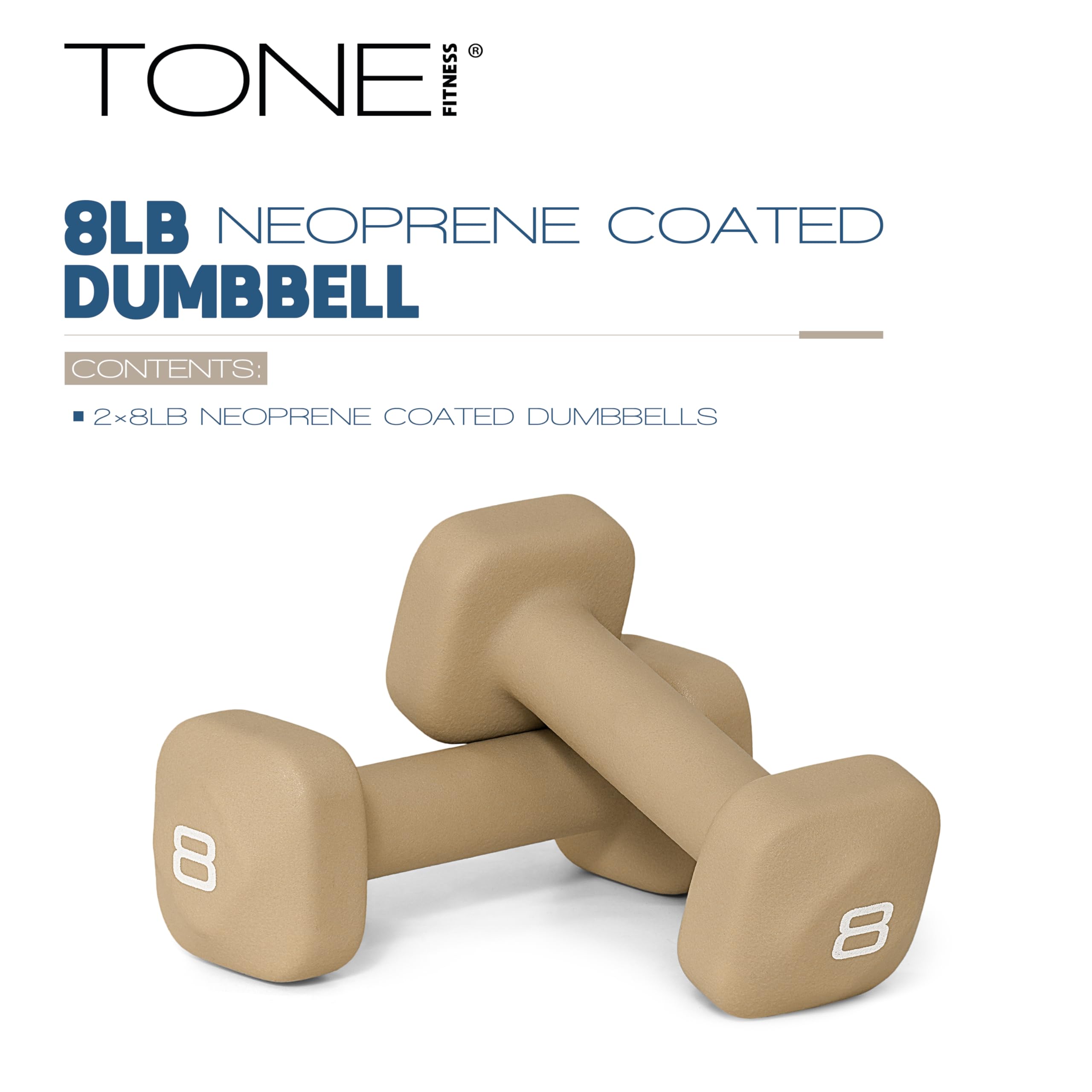 Tone Fitness Coppia di manubri in neoprene con testa quadrata antirollio | Opzioni multiple