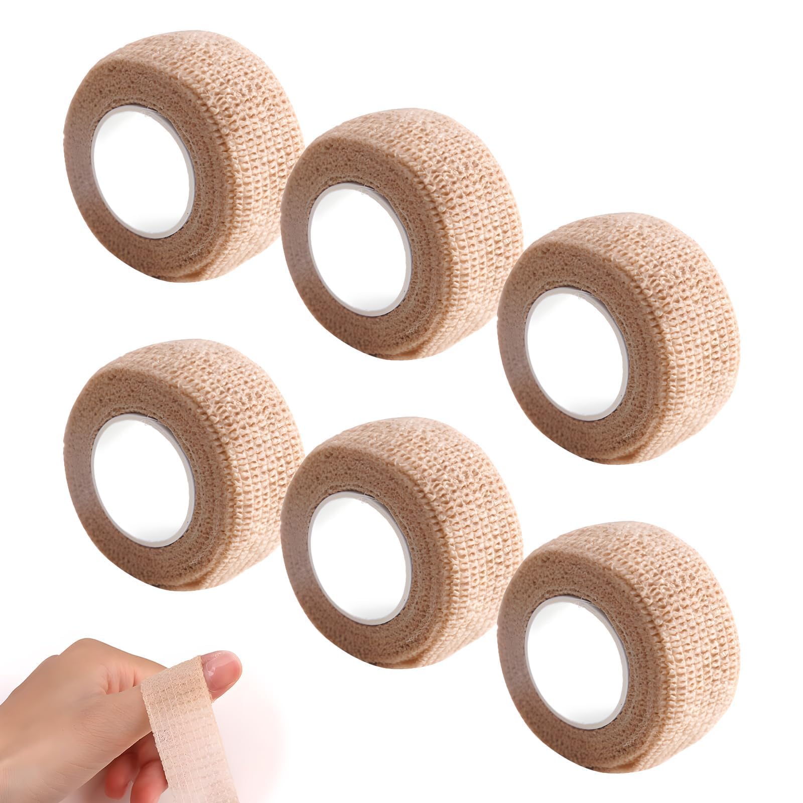 6 Pcs Finger Tape, Bandage Tape, Crepe Bandage for Ankle, Kinesiology Tape,Self Adhesive Bandage for Sports Injury Protection, Pet Wound Care, Tattoo Machine Grip, Muscle Support, Crepe Bandage-image-2