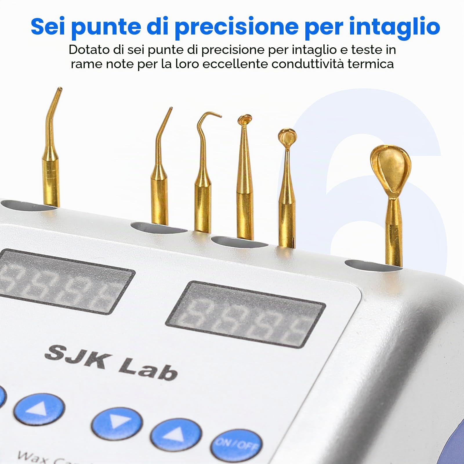 J0801 - Matita elettrica per intaglio a cera, doppia penna e 6 punte da intaglio, eccezionale conducibilità termica per realizzare qualsiasi attività di intaglio di precisione, adatta per doppio uso