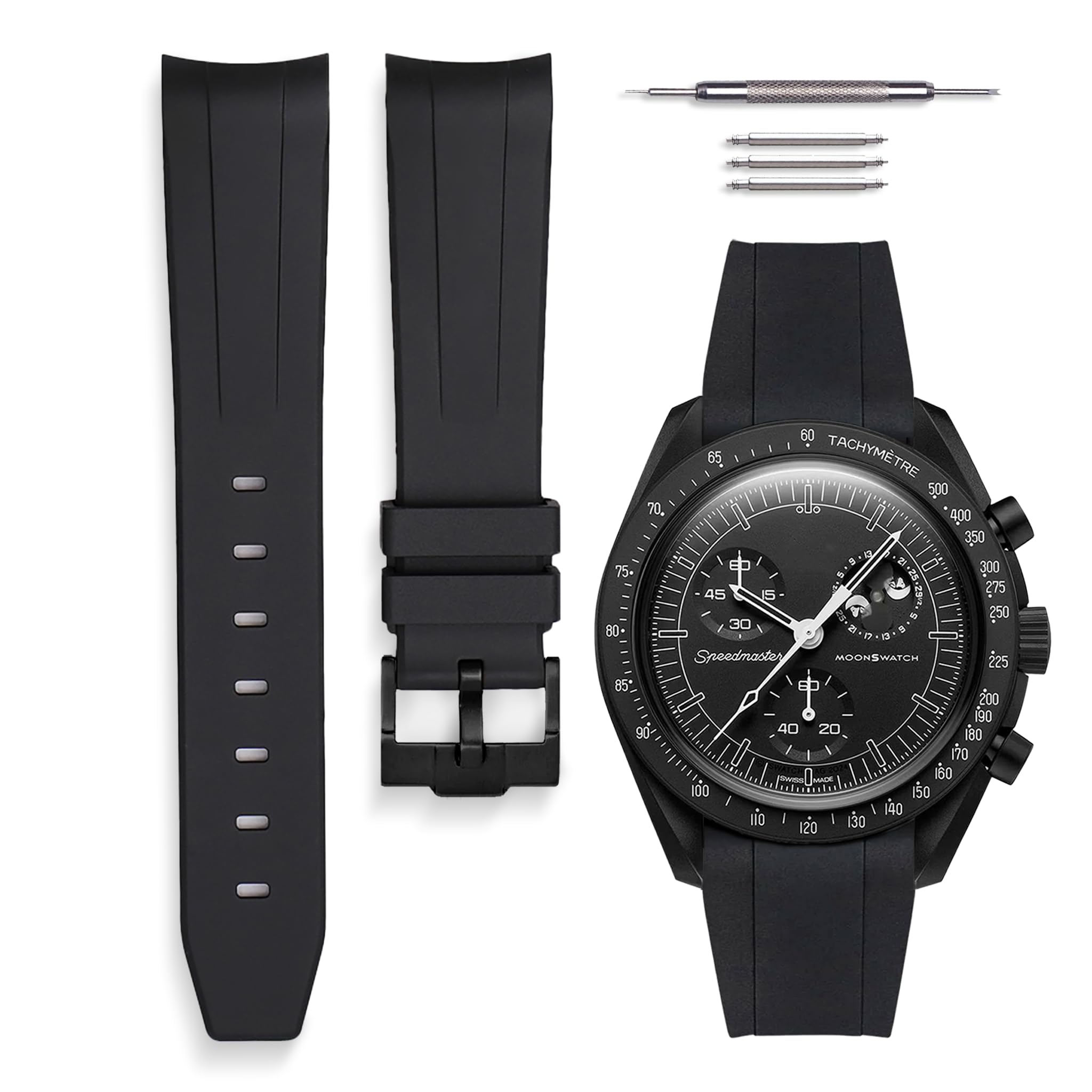 HORACE Cinturino universale per orologio in silicone liquido 20mm – Compatibile Omega x Swatch MoonSwatch – Kit di montaggio incluso