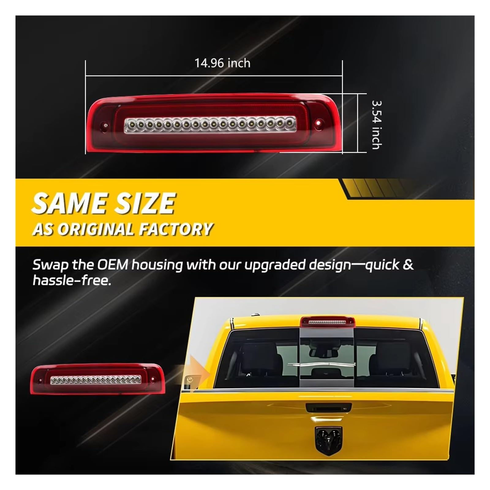 Freno De Alto Nivel Luz Para Dodge Para Ram 1500 2009-2018 Para 2500 3500 4500 5500 Para Laramie 2019 Tercera Luz De Freno Luz Marcha Atrás LED freno Lámpara