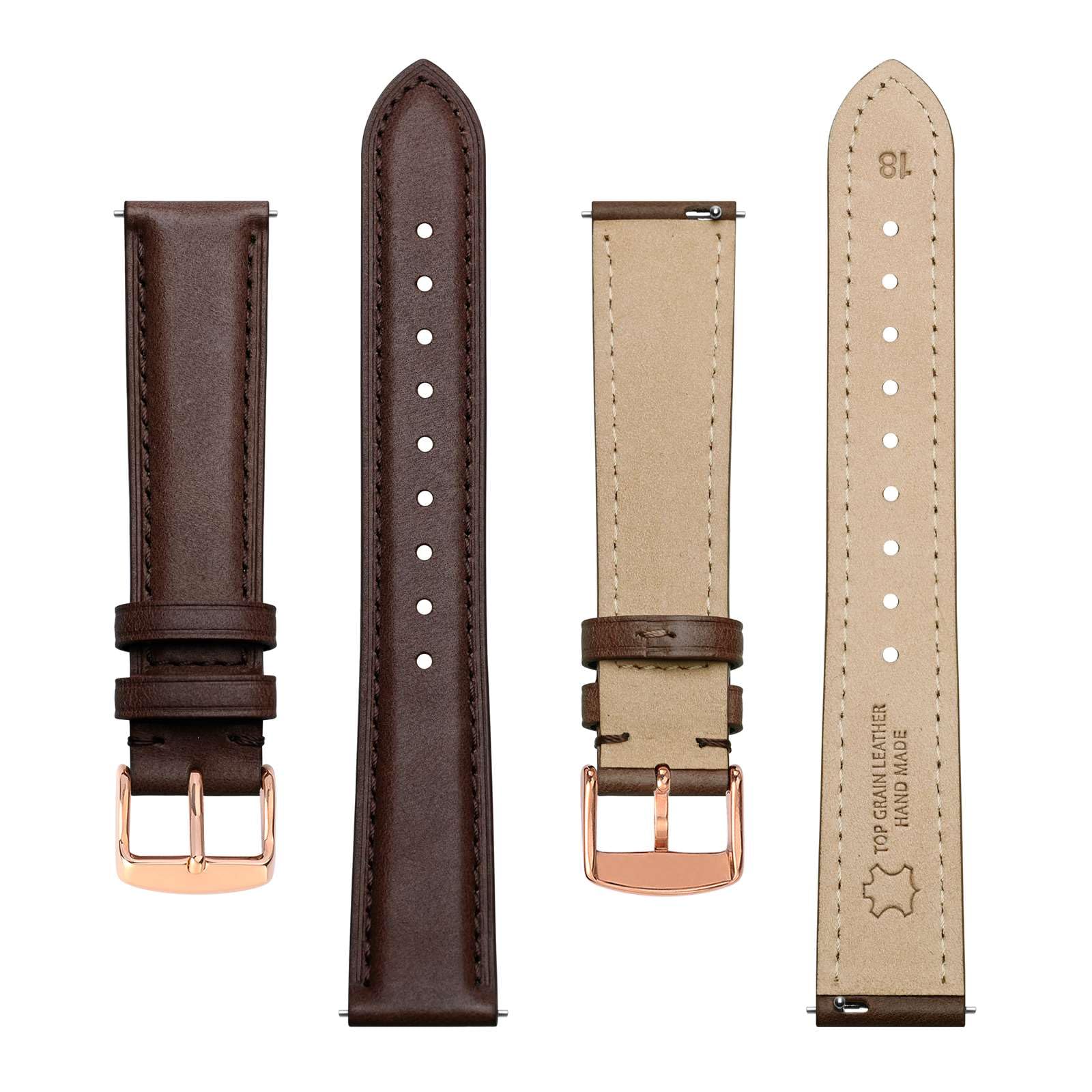 BISONSTRAP Eleganti Cinturino per Orologi in Pelle, Sgancio Rapido, Cinturino da Donna e da Uomo, Compatibili con Anse dell'orologio da 12mm 14mm 15mm 16mm 18mm 20mm