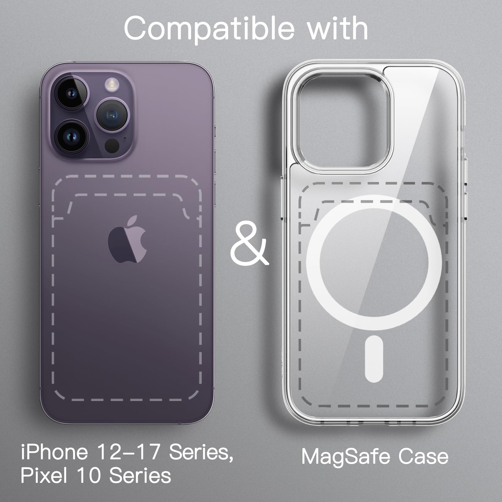 JETech Magnétique Portefeuille Compatible MagSafe iPhone 17/17e/Air/16/15/14/13/12 Séries Porte-Cartes PU Noir