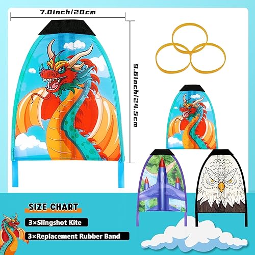 Vista 8 de 3 Pcs Mini Slingshot Kites - Thumb Ejection Kite Beach Toys Gift for Kids Teens Age 4-18 Years Old Easy to Fly Waterproof Stringless Beach Kite